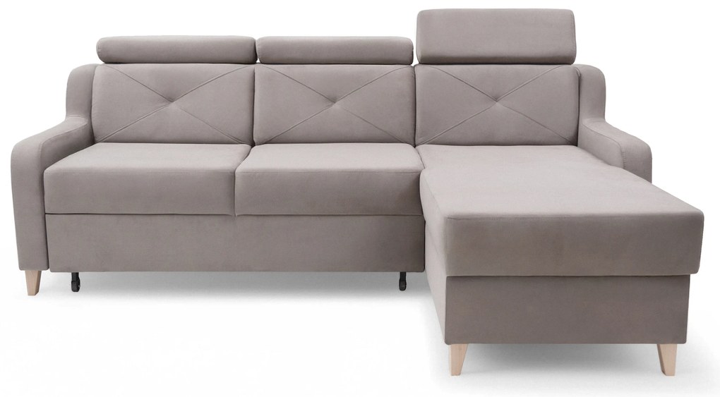 Rohová sedačka Laksaro s rozkladom pravostranná - tmavobéžový zamat Jasmine 25