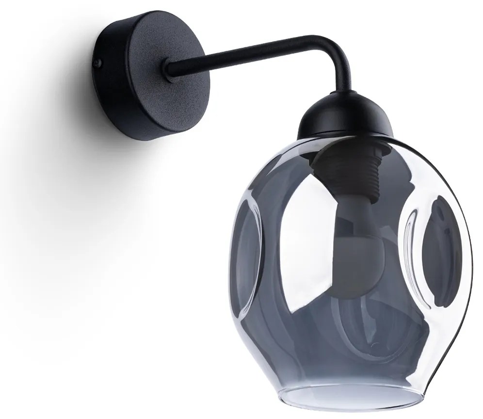 Nástenné svietidlo Fillan, 1x grafitové sklenené tienidlo