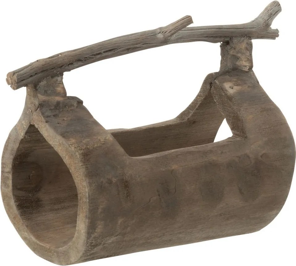 Drevený dekoračný držiak na fľašu s rukoväťou - 16*14*17 cm