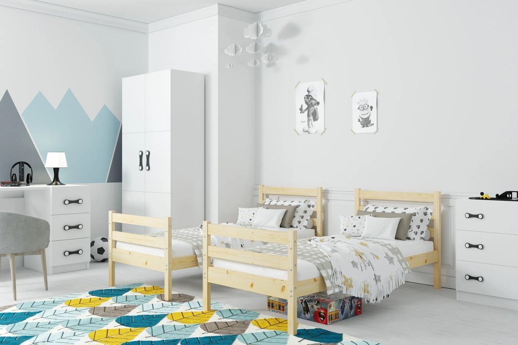 Poschodová posteľ s matracmi ERIK natural 200x90 borovica