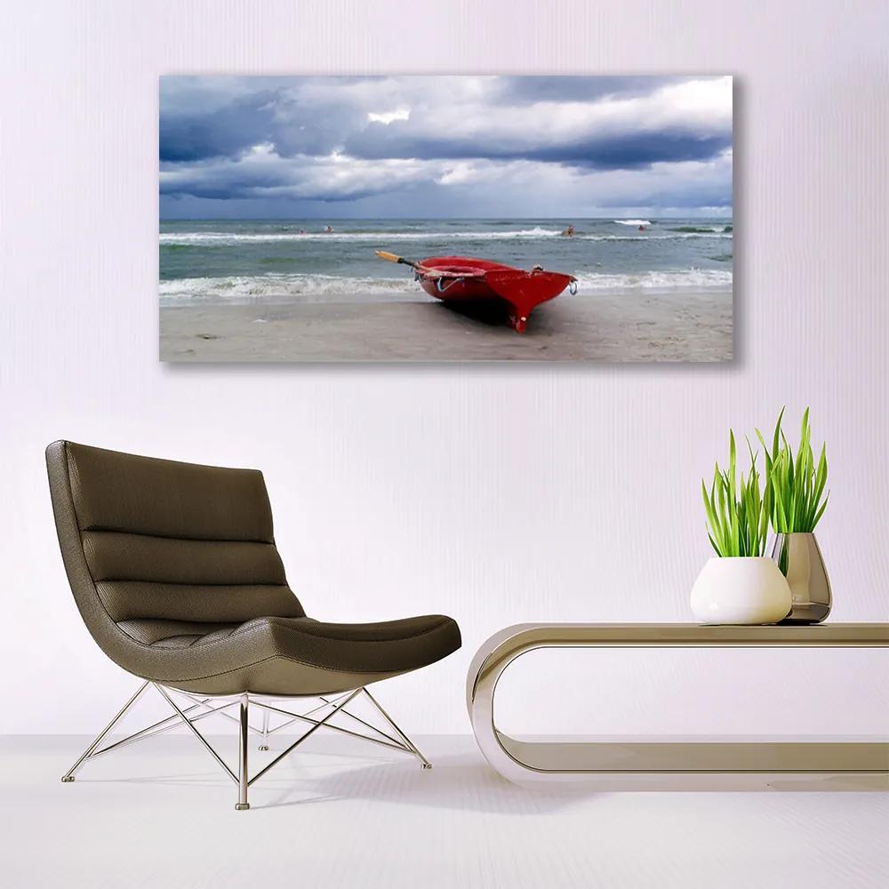 Obraz plexi Loďka pláž more krajina 120x60 cm