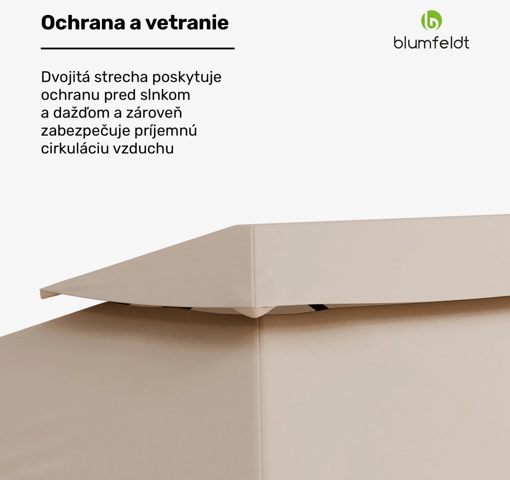 Blumfeldt Grandezza Cortina záhradný altánok 3x6 m, odolný voči poveternostným vplyvom, prášková farba, bočné rolety