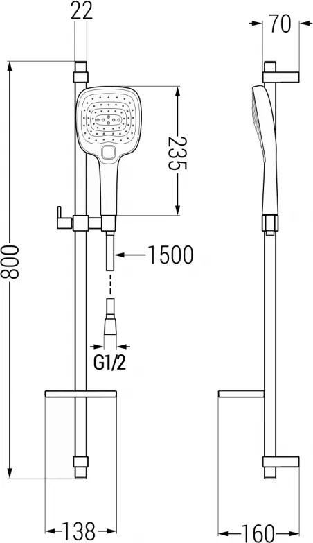 Mexen sprchový set DQ17, čierna, 785174581-70