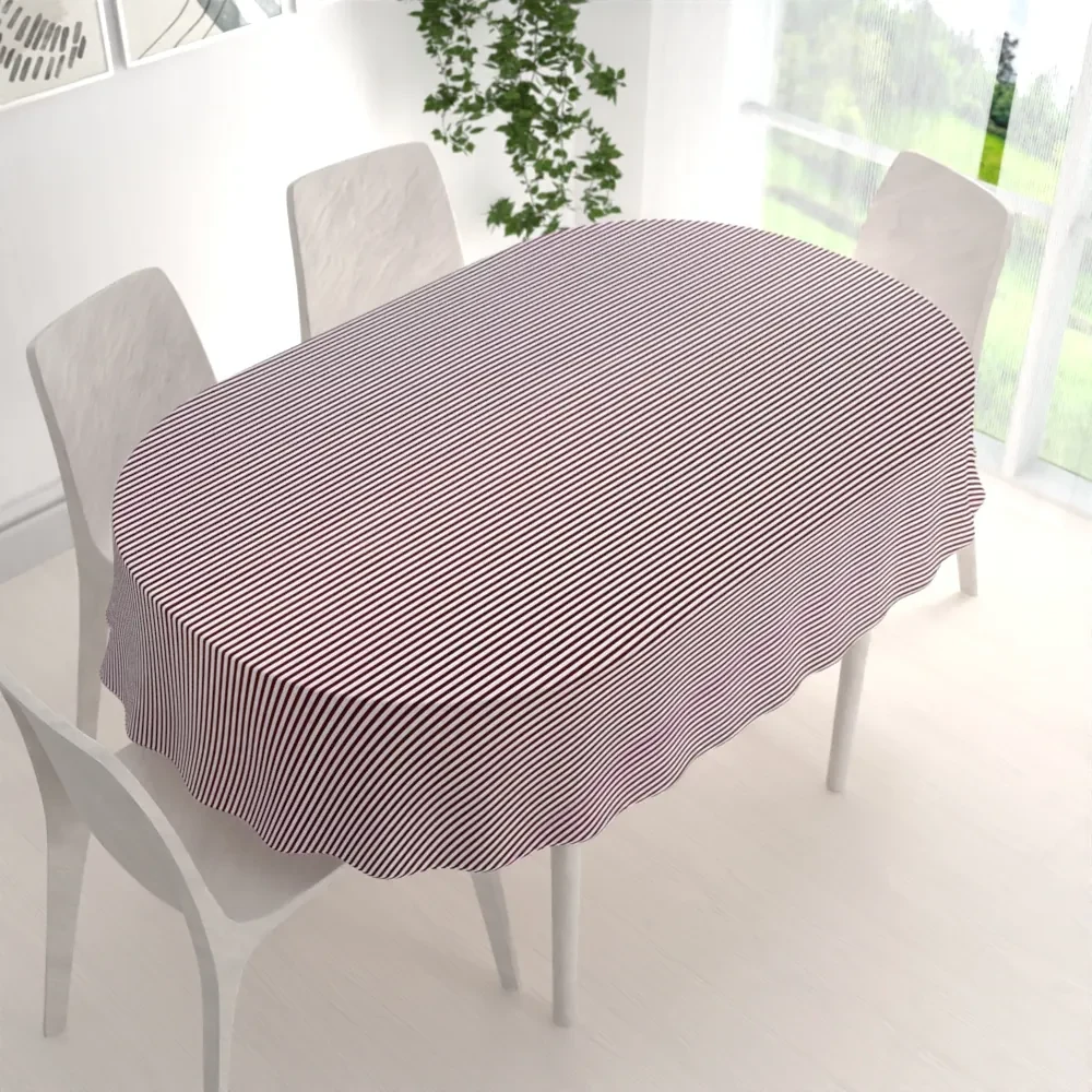 Biante Bavlnený oválny obrus Sandra SA-363 Tmavo červeno-biele pásiky 120x160 cm