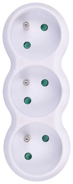 SOLIGHT Rozbočovač s podperou, 3 x 10A, biela