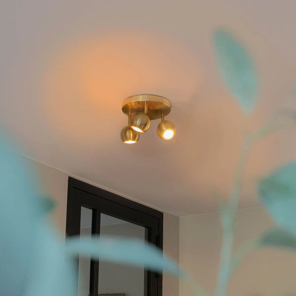 Retro okrúhle bodové svetlo mosadz s stropnou doskou 3-svetlo - Gissi