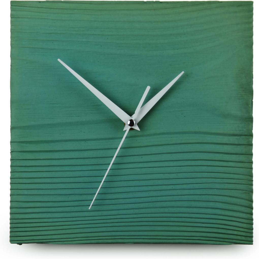 Gakobe Designové nástenné betónové hodiny SQUARE S Tu si vyber farbu hodín -DVOJKLIK NA FARBU-: Zelená, Tu si vyber farbu ručičiek              -DVOJKLIK NA FARBU-: Biele