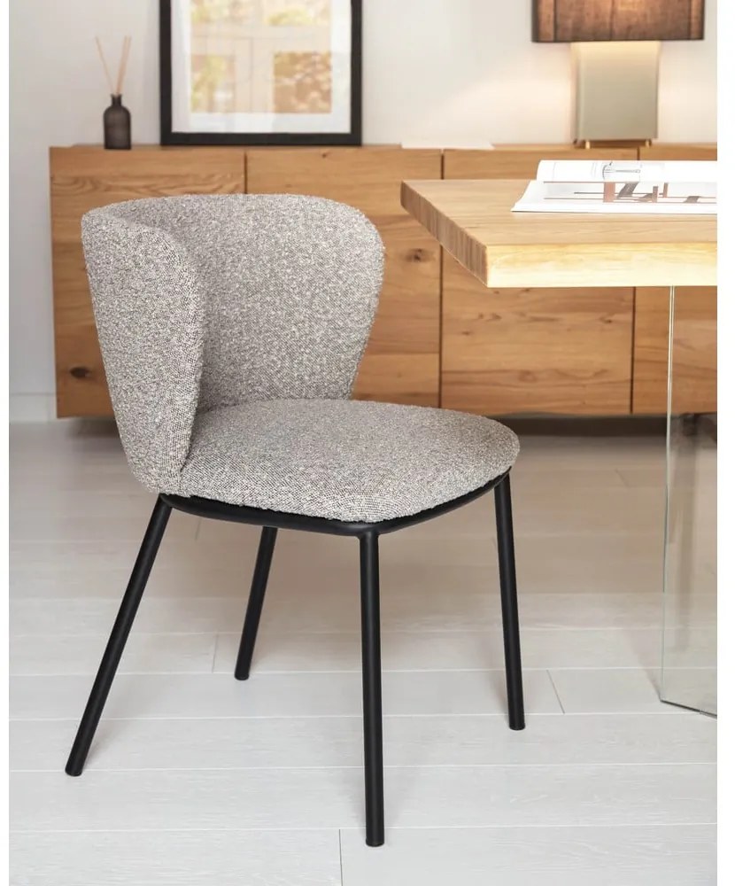 Svetlosivé čalúnené jedálenské kreslo Ciselia – Kave Home