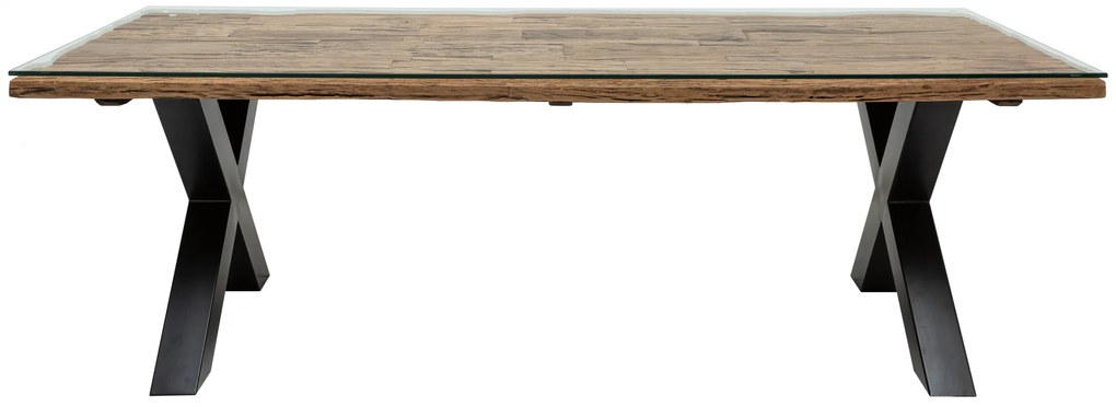Jedálenský stôl Barracuda X 220cm natural so sklom