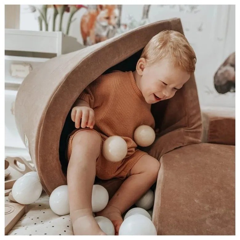 Hnedé menčestrové penové ihrisko 250x45x30 cm Montessori – Meowbaby