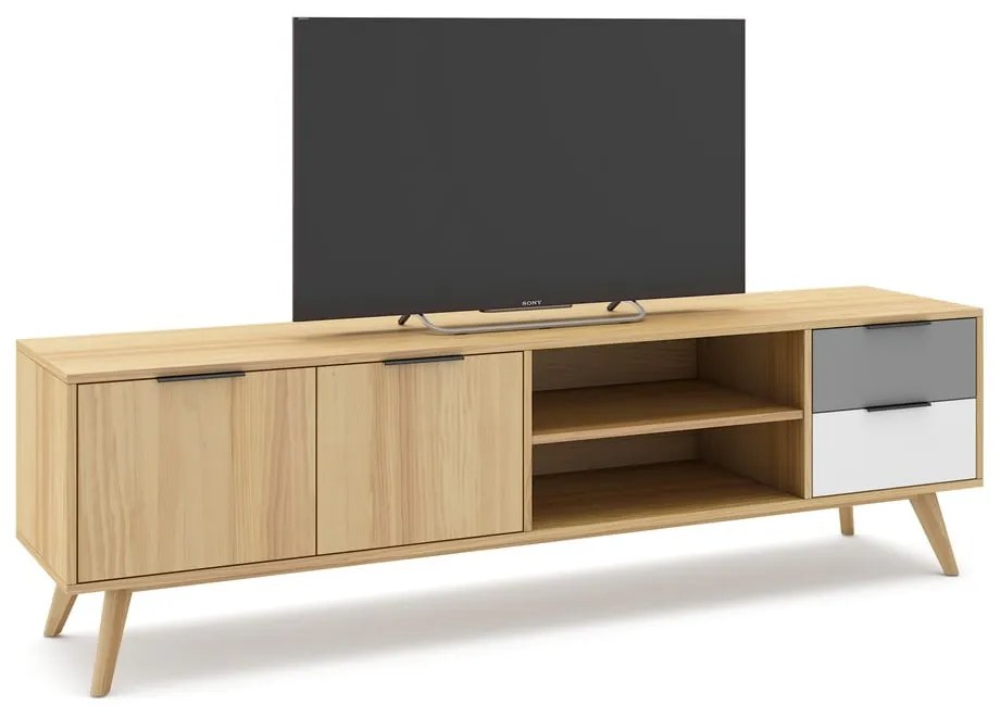 TV stolík z borovicového dreva v prírodnej farbe 180x53 cm Elfa - Marckeric