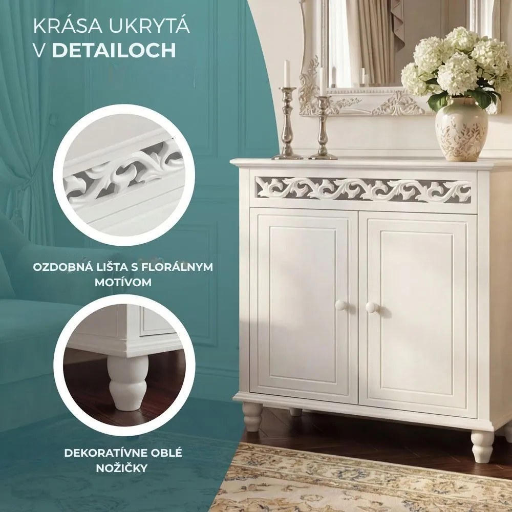 Komoda JERSEY, 76 x 65 x 35 cm, biela Casaria