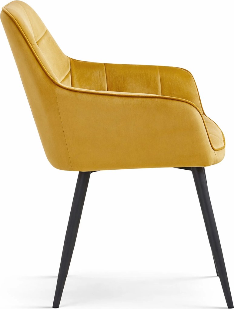 Jedálenské kreslo VARSI VELVET s čiernymi nohami, horčicové