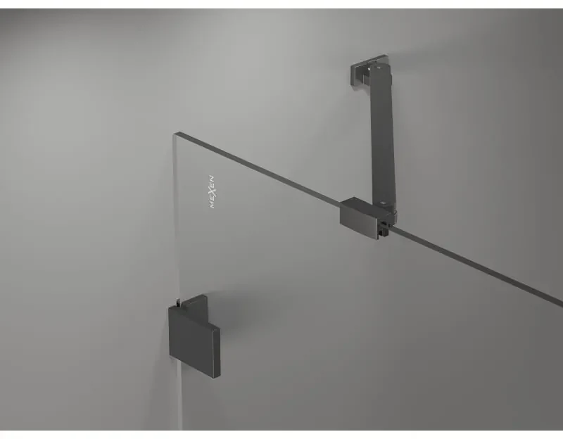 Mexen Lunar, pravostranný výklopný sprchový kút 95 x 90 cm, 8mm číre sklo, profil grafit brúsený, 834-095-090-66-00-P