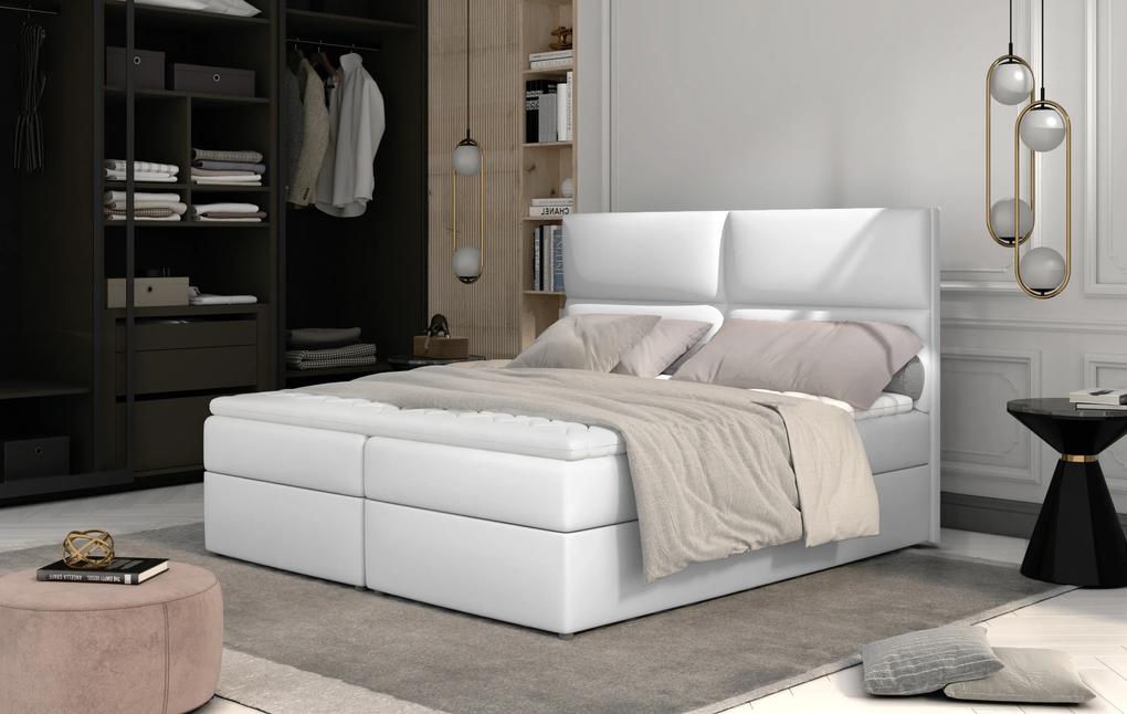 Rozšírená box spring posteľ Adam 200x185cm, biela