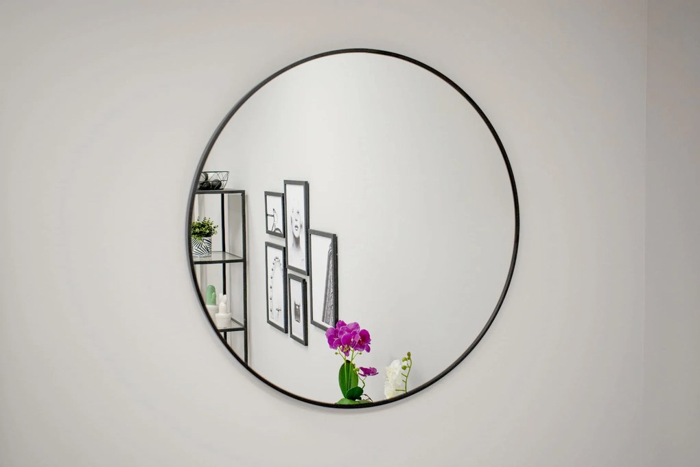 Dekorstudio Okrúhle zrkadlo s čiernym kovovým rámom 80 cm