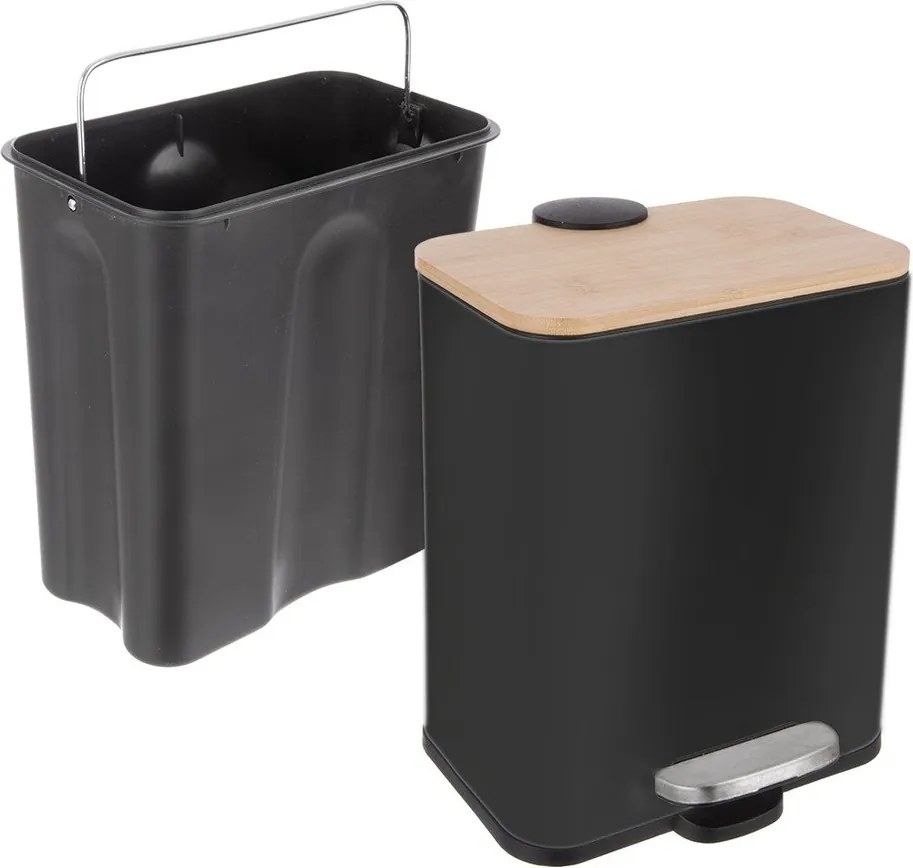 Čierny pedálový odpadkový kôš z nehrdzavejúcej ocele 5 l Black – Orion
