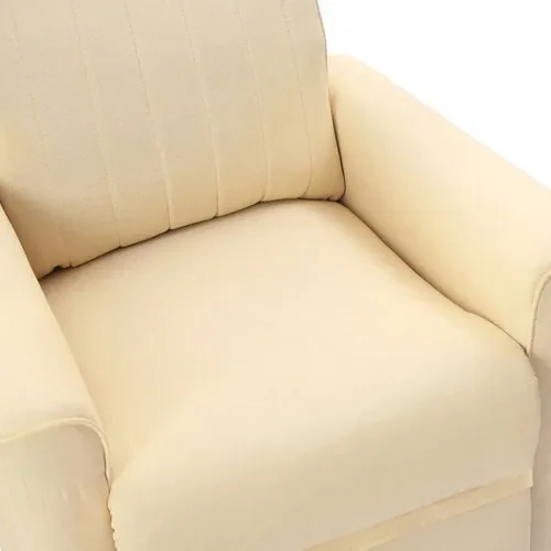 vidaXL Sklápacie kreslo krémové látkové-