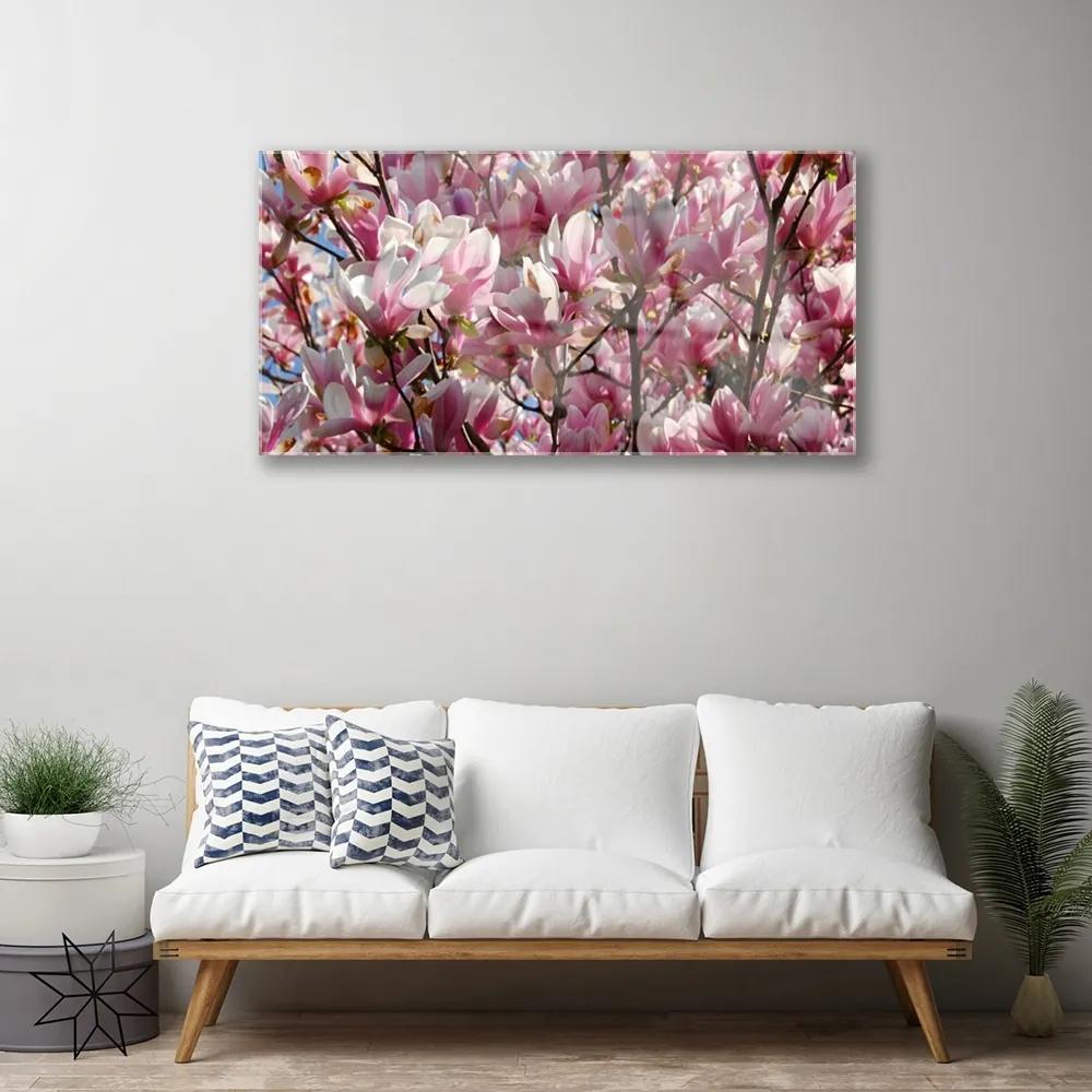 Skleneny obraz Vetvy kvety rastlina 100x50 cm