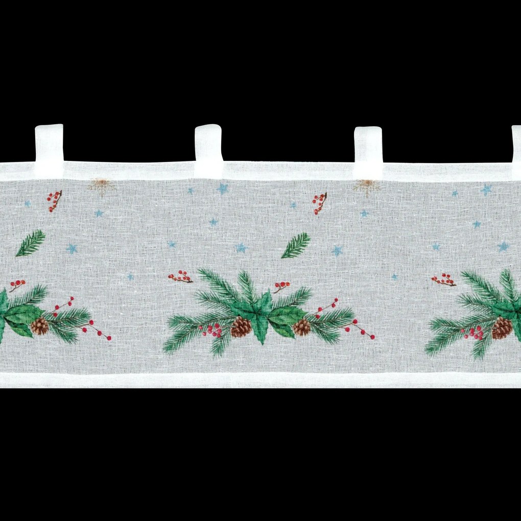 KRÁTKA VIANOČNÁ ZÁCLONA NA PÚTKACH XMAS1 30X150 CM VZOROVANÁ