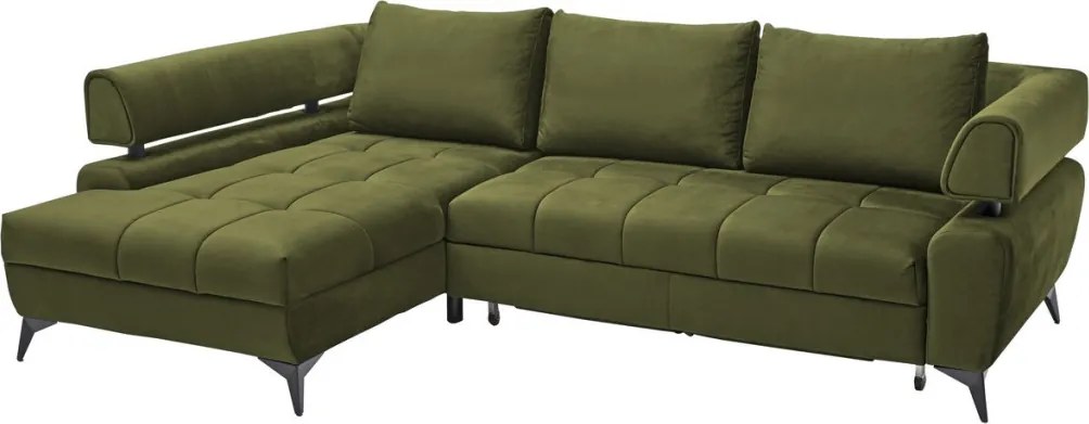 Rohová sedacia súprava Paris, machová zelená látka, ľavý roh