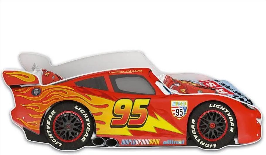 DO Posteľ auto Mcqueen Bieločervené