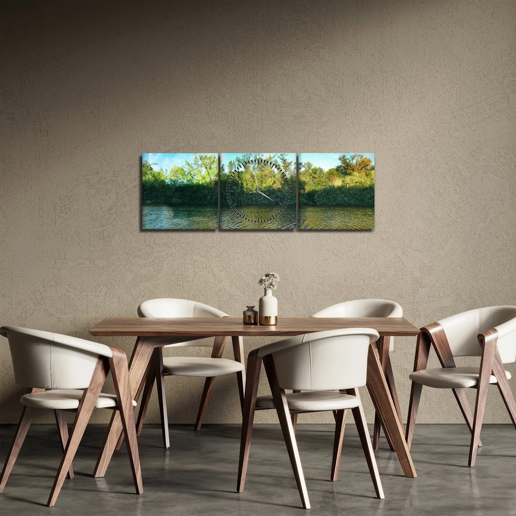 Obraz - jazero (s hodinami) (90x30 cm)