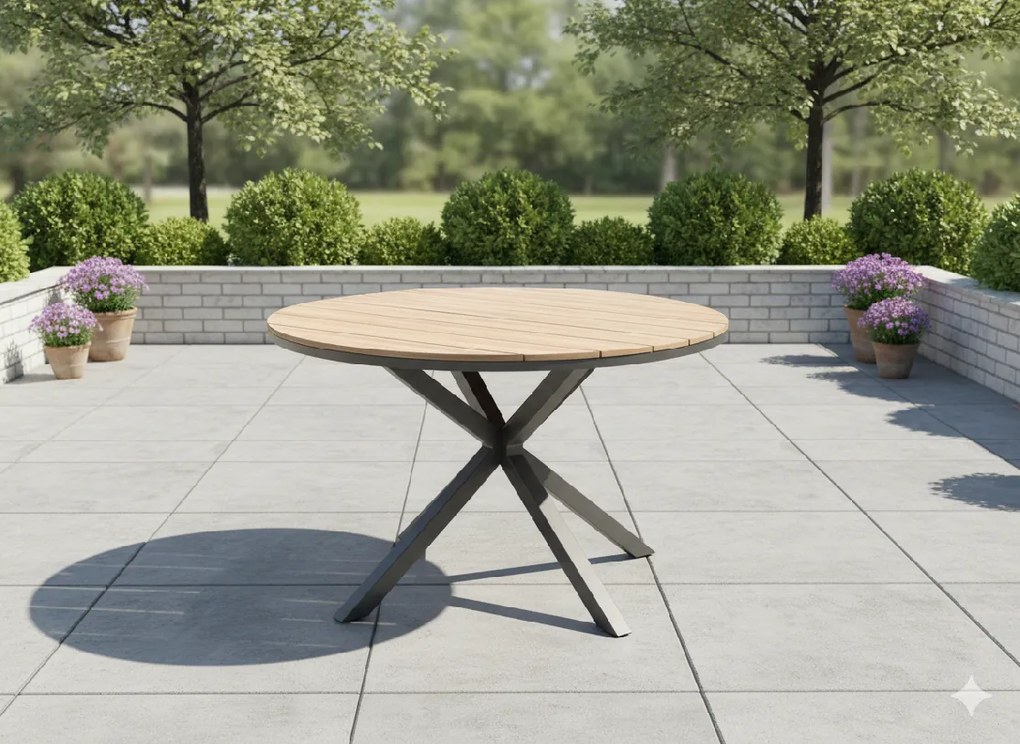 Kruhový hliníkový stôl s doskou z polywoodu 111,5 x 73 cm tmavošedý