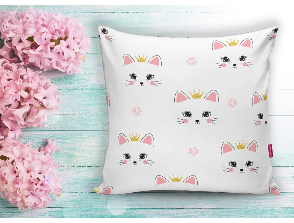 Detská obliečka na vankúš 43x43 cm White Pink Cat – Mila Home