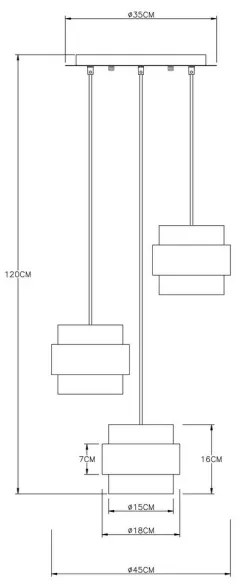 Globo 15560-3H - Luster na lanku MILEY 3xE27/60W/230V čierna/mosadz
