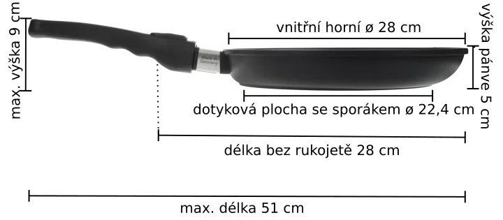 AMT Gastroguss Titánová panvica ø 28 cm x 5 cm s odnímateľnou rukoväťou a pokrievkou