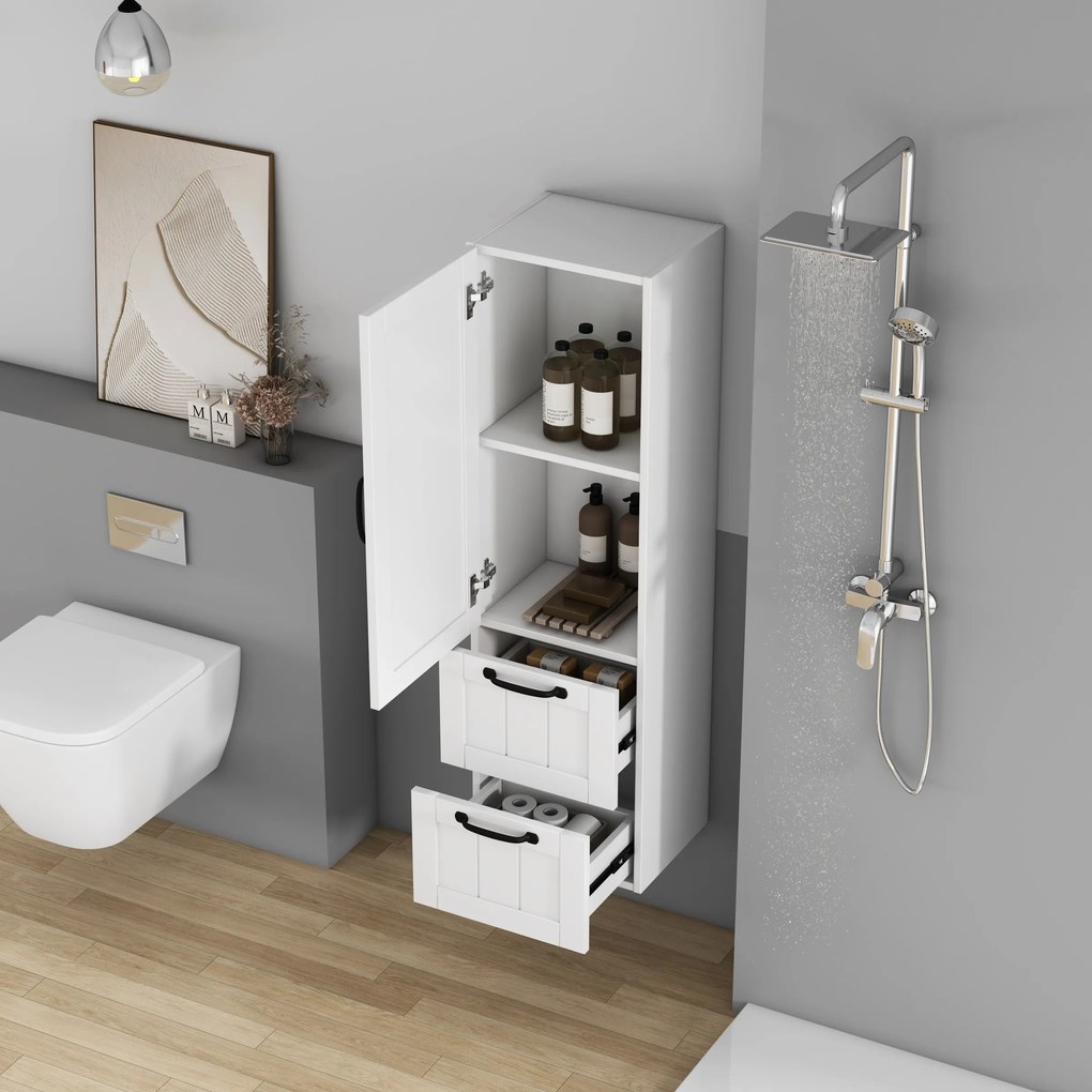 Vysoká závesná kúpeľňová skrinka Houseland Elyra 120 cm biela