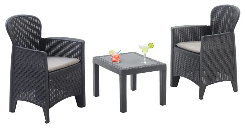 I.P.A.E-Progarden Záhradný set AKITA, 3-dielny, antracitová