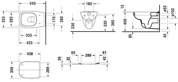 Duravit 45350900A1 - Závesné WC s sedátkom D-CODE keramika/lesklá biela
