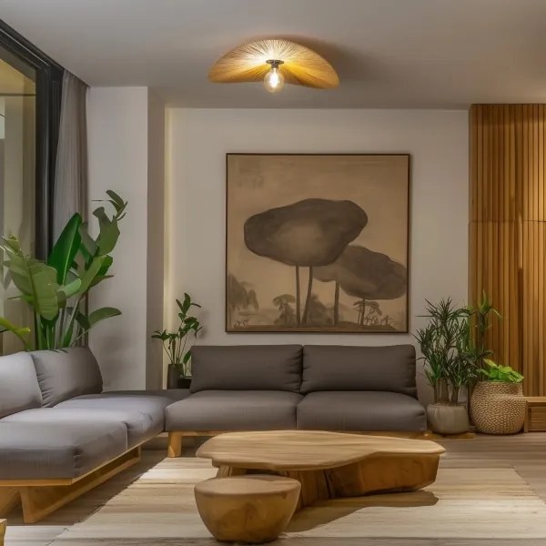 Brilagi - LED prisadený luster CERIA BOHO 1x objímka E27/40W/230V, priemer 80 cm, rafia