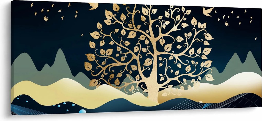 Obraz zlatého stromu (120x50 cm)