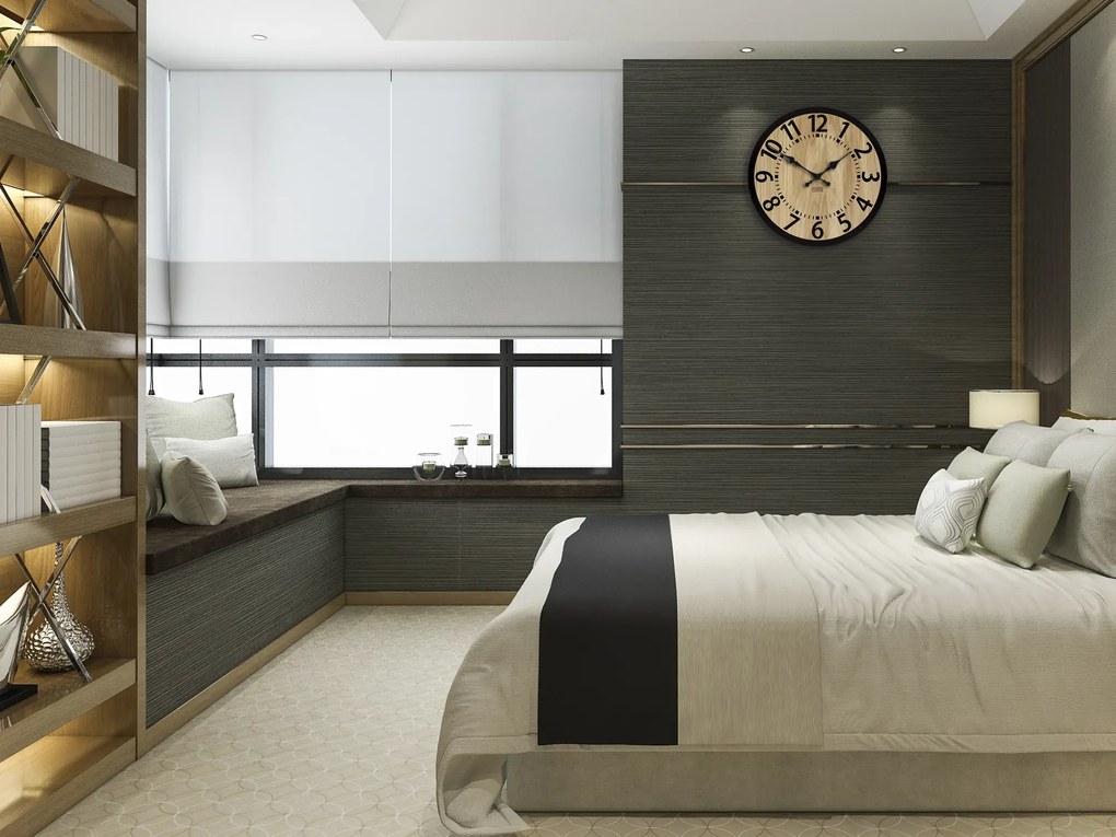 Dřevěné nástěnné hodiny Berlin 33 cm černé/hnědé