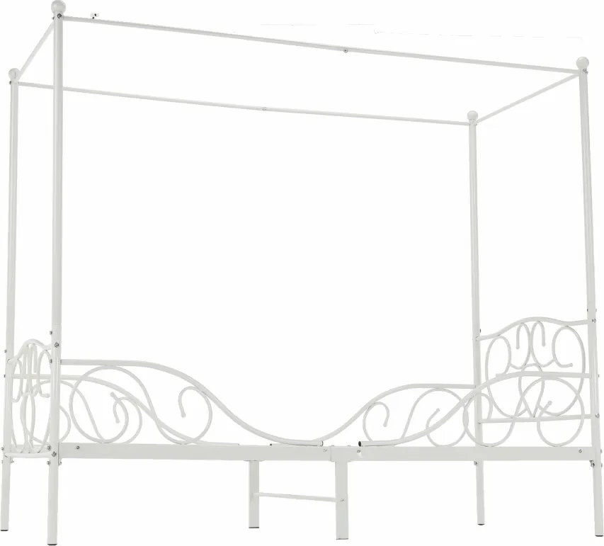 Kovová jednolôžková posteľ s roštom Adelisa 90x200 cm - biela