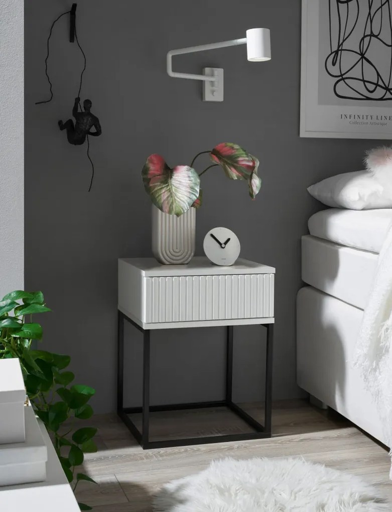 Nočný stolík s 1 zásuvkou Marle, biely