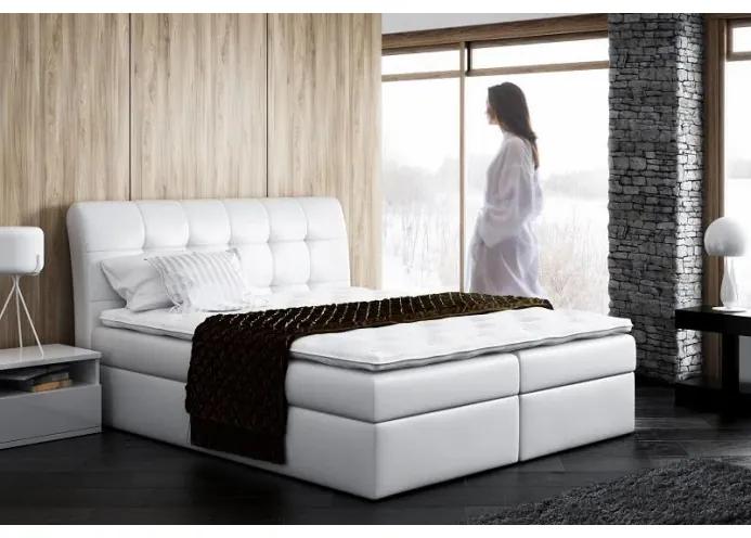 Čalúnená jednolôžková posteľ Sára biela Eko koža 120 + topper zdarma
