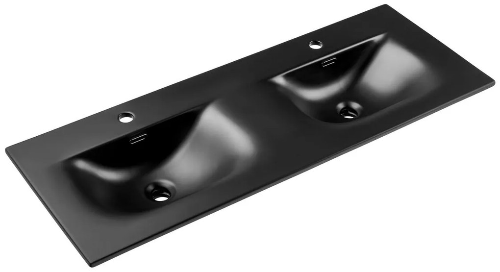 Dvojité keramické umývadlo Sky1 120 cm matné čierne