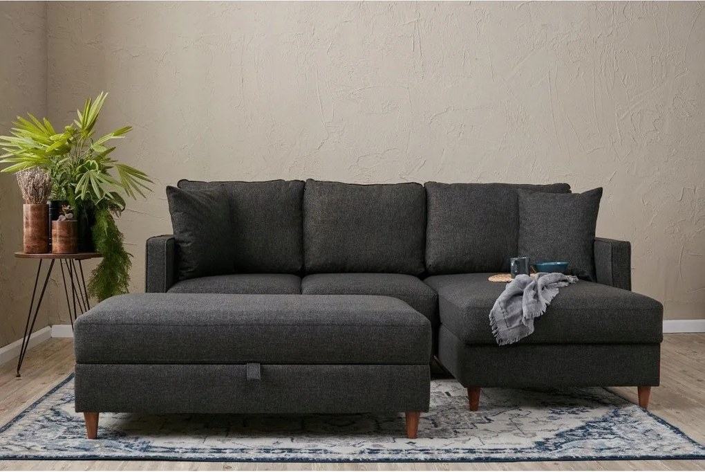 Rohová sedacia súprava Ewie (p) (antracit)