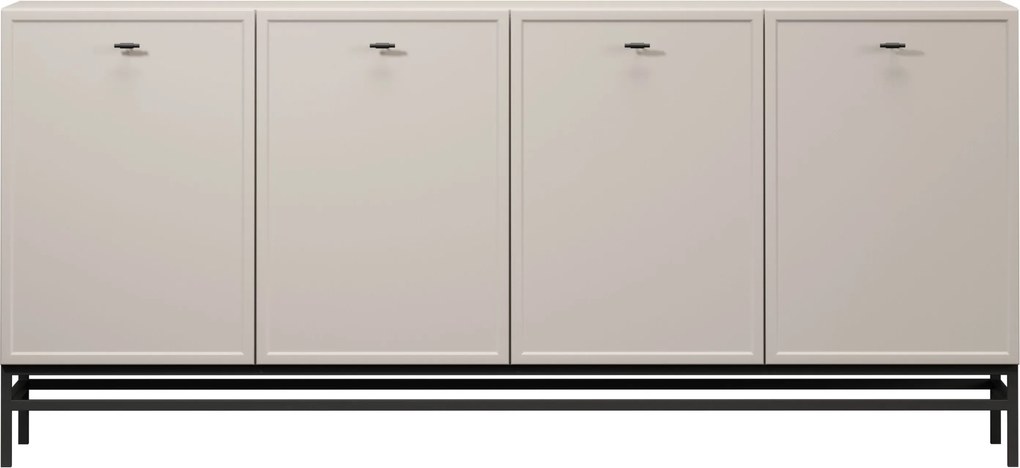 Komoda Lorini 200 cm na stojane - kašmírová / čierne úchytky T