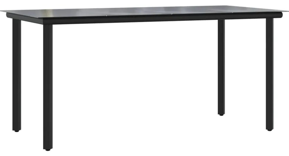 vidaXL Záhradný jedálenský stôl čierny 160x80x74cm oceľ a tvrdené sklo