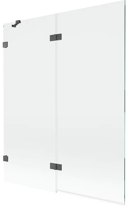 Mexen Lunar, 2-krídlová vaňová zástena ľavá 140 x 150 cm, číre sklo, grafitová, 897-140-100-66-00-L