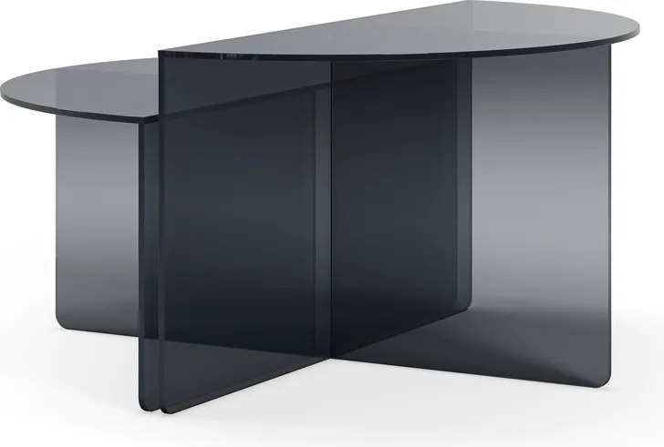 Sivé sklenené okrúhle konferenčné stolíky v súprave 2 ks ø 80 cm Velta – MOME