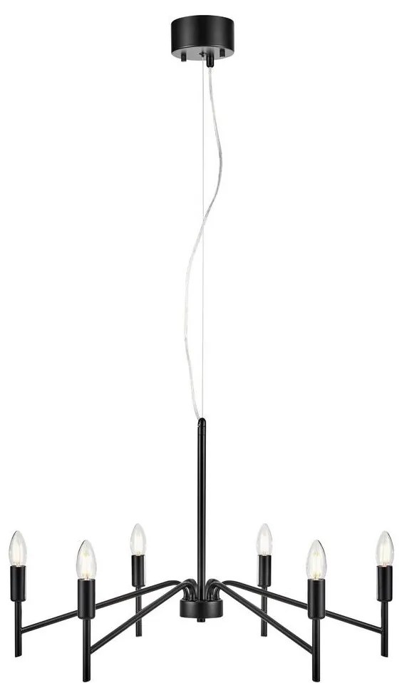 Markslöjd 108209 - Luster na lanku MONARCH 6xE14/18W/230V čierna