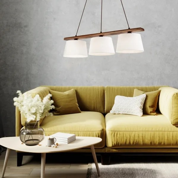 Závesný luster na lanku AIDA 3xE27/60W/230V pr. 25 cm dub/orech