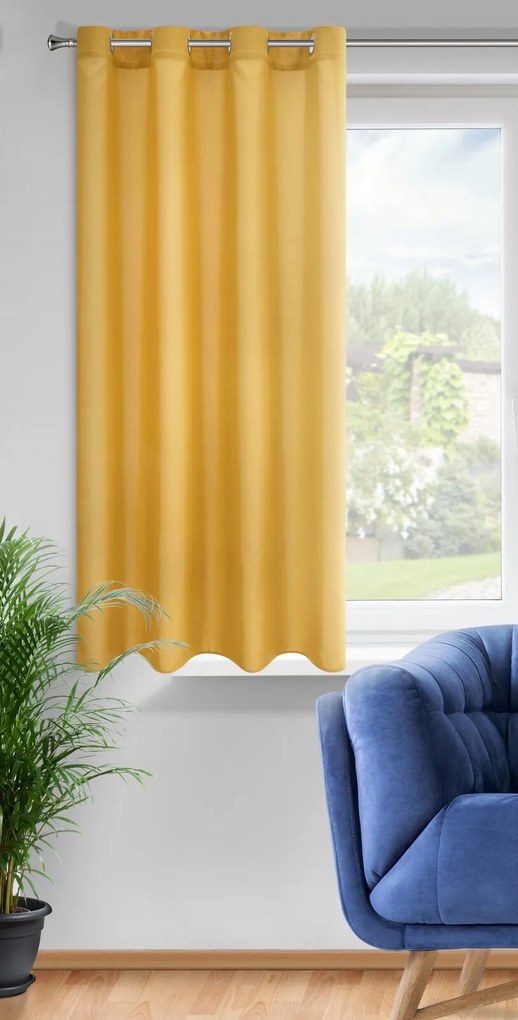 KRÁTKY ZÁVES NA KRÚŽKOCH RITA 140X175 CM HORČICOVÁ