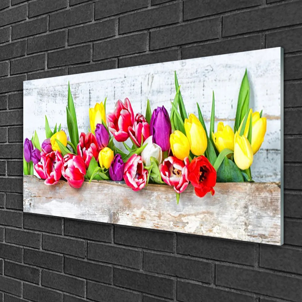 Skleneny obraz Tulipány kvety príroda 100x50 cm 2 Prívesky